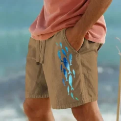 Online OUKU Men's Animal Fish Shorts Summer Shorts Beach Shorts Mid Waist Hawaiian Casual Outdoor Holiday Going out Drawstring Elastic Waist Print Designer Clothing Apparel
