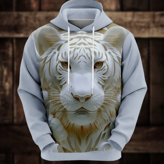 Outlet OUKU Men's Animal Funny Hoodie Hoodies Sweatshirt Fashion Cool Long Sleeve Hooded Vacation Party White Yellow Pocket 3D Print Fall Winter Designer