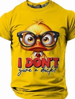 Clearance OUKU Men's Animal Funny T Shirt Short Sleeve T shirt 3D Print Crew Neck Shirt Fashion Athleisure Street Sports Outdoor Daily Summer Spring Clothing Apparel S M L XL XXL XXXL Yellow