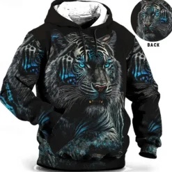 Online OUKU Men's Animal Graphic Prints Hoodie Hoodies Sweatshirt Daily Classic Long Sleeve Hooded Holiday Going out Streetwear Yellow Blue Print Spring & Fall Designer