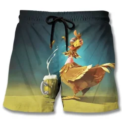 Outlet OUKU Men's Animal Graphic Prints Turkey Board Shorts Swim Shorts Swim Trunks Mid Waist Hawaiian Boho Casual Daily Holiday Drawstring with Mesh lining Elastic Waist Designer Clothing Apparel