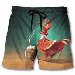 Outlet OUKU Men's Animal Graphic Prints Turkey Board Shorts Swim Shorts Swim Trunks Mid Waist Hawaiian Boho Casual Daily Holiday Drawstring with Mesh lining Elastic Waist Designer Clothing Apparel