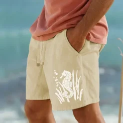 Online OUKU Men's Animal Hippopotamus Shorts Summer Shorts Beach Shorts Mid Waist Hawaiian Casual Outdoor Holiday Going out Drawstring Elastic Waist Print Designer Clothing Apparel