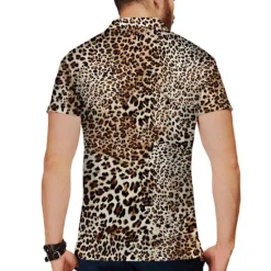 Hot OUKU Men's Animal Leopard Polo Shirts Golf Shirt Short Sleeve Shirt Turndown Casual Daily 3D Print Yellow Blue Brown Dark Gray Print Clothing Apparel Fashion Designer Casual Breathable