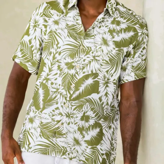 Outlet OUKU Men's Animal Leopard Shirt Summer Hawaiian Shirt Aloha Shirt Short Sleeves Shirt Turndown Tropical Fashion Hawaiian Outdoor Street Hawaiian Black Brown Green S M L