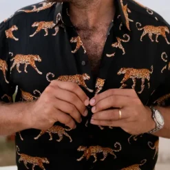 Outlet OUKU Men's Animal Leopard Shirt Summer Hawaiian Shirt Aloha Shirt Short Sleeves Shirt Turndown Tropical Fashion Hawaiian Outdoor Street Hawaiian Black Brown Green S M L