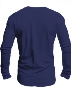 Online OUKU Men's Animal Lion T Shirt 100% Cotton Long Sleeve Graphic Shirt White Orange Dark Blue Comfortable Tee Sports Outdoor Holiday Fashion Designer Clothing