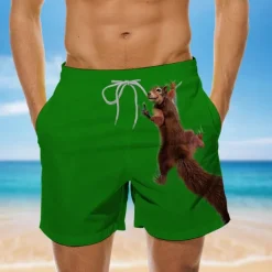 New OUKU Men's Animal Print Graphic Prints Swim Trunks Swim Shorts Board Shorts Mid Waist Designer Casual / Sporty Big and Tall Holiday Beach Swimming Pool Drawstring with Mesh lining Elastic Waist Designer