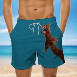 New OUKU Men's Animal Print Graphic Prints Swim Trunks Swim Shorts Board Shorts Mid Waist Designer Casual / Sporty Big and Tall Holiday Beach Swimming Pool Drawstring with Mesh lining Elastic Waist Designer