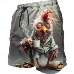 New OUKU Men's Animal Rabbit Rooster Swimming Trunks Board Shorts Swim Shorts Mid Waist Streetwear Hawaiian Casual Daily Holiday Pocket Drawstring Elastic Waist Designer Clothing Apparel