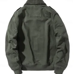 Clearance OUKU Men's Animal Reindeer Embroidered Fleece Jacket Cargo Jacket Long Sleeve Military Tactical Thermal Warm Coat Vintage Casual Style Cotton Bomber Jacket with Turn-down Collar khaki Army Green Dark Blue