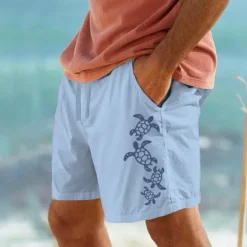 Clearance OUKU Men's Animal Sea Turtle Shorts Summer Shorts Beach Shorts Mid Waist Streetwear Hawaiian Designer Casual Daily Holiday Drawstring Elastic Waist Designer Clothing Apparel