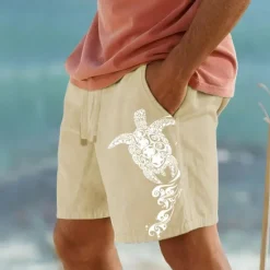 OUKU Men's Animal Sea Turtle Shorts Summer Shorts Beach Shorts Mid Waist Streetwear Hawaiian Designer Casual Daily Holiday Drawstring Elastic Waist Designer Clothing Apparel