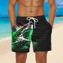 New OUKU Men's Animal Shark Graphic Prints Swim Trunks Swim Shorts Board Shorts Mid Waist Hawaiian Boho Casual Daily Holiday Drawstring with Mesh lining Elastic Waist Designer Clothing Apparel