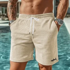 Clearance OUKU Men's Animal Shark Sea Creatures Waffle Shorts Sweat Shorts Casual Shorts Mid Waist Fashion Casual Vacation Jogging Workout Elastic Drawstring Waist Shorts with Pockets Designer Clothing Apparel