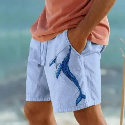 Sale OUKU Men's Animal Shark Shorts Summer Shorts Beach Shorts Mid Waist Fashion Casual Outdoor Holiday Going out Drawstring Elastic Waist Print Designer Clothing Apparel