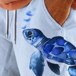 Sale OUKU Men's Animal Turtle Marine Life Swim Trunks Swim Shorts Board Shorts Mid Waist Vacation Hawaiian Holiday Vacation Holiday Beach Drawstring with Mesh lining Elastic Waist Designer Clothing Apparel