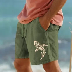 Online OUKU Men's Animal Whale Shorts Summer Shorts Beach Shorts Mid Waist Hawaiian Casual Outdoor Holiday Going out Drawstring Elastic Waist Print Designer Clothing Apparel
