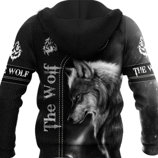 New OUKU Men's Animal Wolf Graphic Prints Hoodie Hoodies Sweatshirt Streetwear Designer Long Sleeve Hooded Daily Sports Print Spring & Fall Designer Black