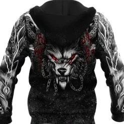 Discount OUKU Men's Animal Wolf Graphic Prints Viking Hoodie Hoodies Sweatshirt Streetwear Designer Long Sleeve Hooded Sports & Outdoor Daily Sports Zipper Print Spring & Fall Designer Black