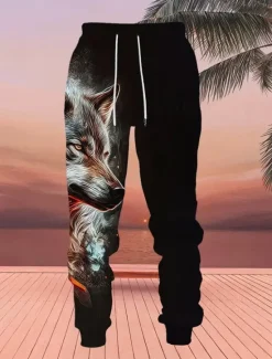 Sale OUKU Men's Animal Wolf 2pcs 3D Sweatshirt Sets Tracksuit Hoodie Sweatshirt Long Sleeve Long pants Hooded Casual Daily Athleisure Daily Wear 3D Print Spring Fall Winter Orange Green