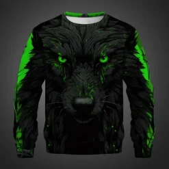 Sale OUKU Men's Animal Wolf Sweatshirts Sweatshirt Pullover Long Sleeve Sweatshirt Crew Neck 3D Subculture 3D Print Vacation Holiday Going out 3D Print Spring & Fall