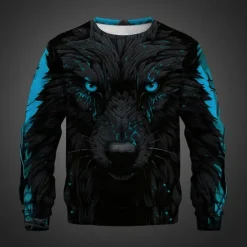 Sale OUKU Men's Animal Wolf Sweatshirts Sweatshirt Pullover Long Sleeve Sweatshirt Crew Neck 3D Subculture 3D Print Vacation Holiday Going out 3D Print Spring & Fall