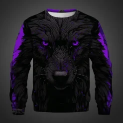 Sale OUKU Men's Animal Wolf Sweatshirts Sweatshirt Pullover Long Sleeve Sweatshirt Crew Neck 3D Subculture 3D Print Vacation Holiday Going out 3D Print Spring & Fall
