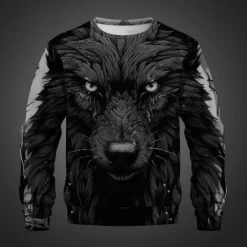 Sale OUKU Men's Animal Wolf Sweatshirts Sweatshirt Pullover Long Sleeve Sweatshirt Crew Neck 3D Subculture 3D Print Vacation Holiday Going out 3D Print Spring & Fall