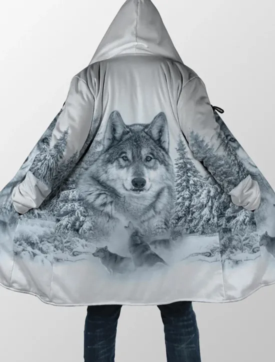OUKU Men's Animal Wolf Tiger Winter Coat Fleece Jacket Coat Warm Breathable Comfortable Fashion Streetwear Casual Daily Sports & Outdoor Daily Wear Going out Zipper Pocket Print Fall & Winter Hoodie Long