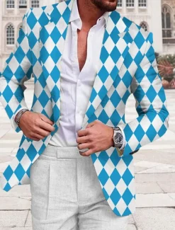 Sale OUKU Men's Argyle Long Sleeve Turndown Business Work Wear to work Going out Buttons Print