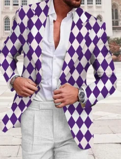 Sale OUKU Men's Argyle Long Sleeve Turndown Business Work Wear to work Going out Buttons Print
