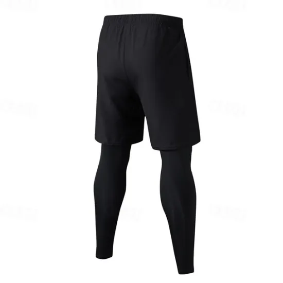 OUKU Men's Athletic Pants Active Pants GYM Pants Running Pants Outdoor Daily Quick Dry Comfortable Elastic Waist 2 in 1 Plain Full Length Sports Casual Activewear Black Grey Micro-elastic