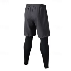 OUKU Men's Athletic Pants Active Pants GYM Pants Running Pants Outdoor Daily Quick Dry Comfortable Elastic Waist 2 in 1 Plain Full Length Sports Casual Activewear Black Grey Micro-elastic