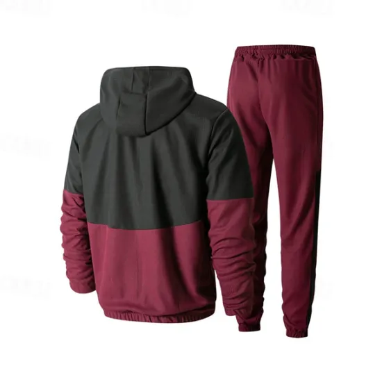 Best OUKU Men's Athletic Pants Active Pants Sweatpants Set Pocket Drawstring Elastic Waist Color Block Comfort Sports Outdoor Daily Fashion Casual Black Wine Micro-elastic