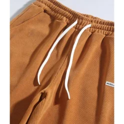 Discount OUKU Men's Athletic Pants Corduroy Pants Trousers Straight Leg Sweatpants Pocket Elastic Waist Drawstring Plain Comfort Sports Outdoor Daily Fashion Casual Black Yellow Micro-elastic