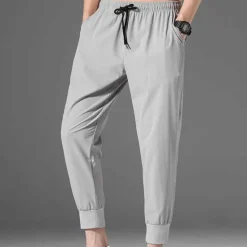 Clearance OUKU Men's Athletic Pants Cropped Pants Casual Pants Pocket Drawstring Elastic Waist Plain Comfort Outdoor Daily Going out Fashion Streetwear Black Grey