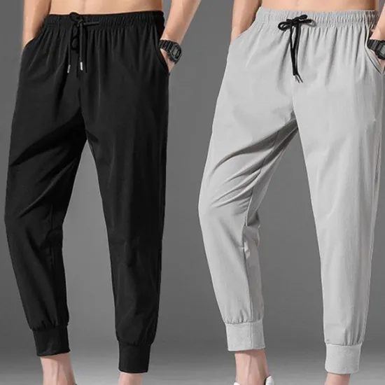 Clearance OUKU Men's Athletic Pants Cropped Pants Casual Pants Pocket Drawstring Elastic Waist Plain Comfort Outdoor Daily Going out Fashion Streetwear Black Grey