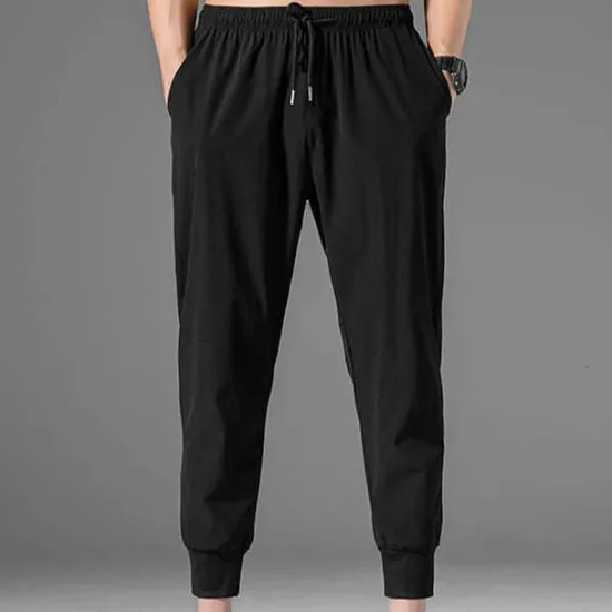 Clearance OUKU Men's Athletic Pants Cropped Pants Casual Pants Pocket Drawstring Elastic Waist Plain Comfort Outdoor Daily Going out Fashion Streetwear Black Grey