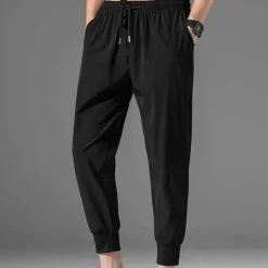 Clearance OUKU Men's Athletic Pants Cropped Pants Casual Pants Pocket Drawstring Elastic Waist Plain Comfort Outdoor Daily Going out Fashion Streetwear Black Grey
