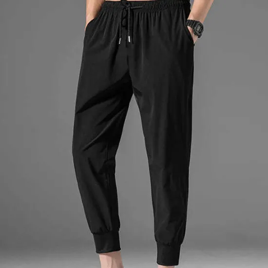 Clearance OUKU Men's Athletic Pants Cropped Pants Casual Pants Pocket Drawstring Elastic Waist Plain Comfort Outdoor Daily Going out Fashion Streetwear Black Grey