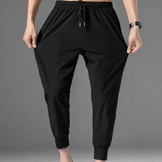 Clearance OUKU Men's Athletic Pants Cropped Pants Casual Pants Pocket Drawstring Elastic Waist Plain Comfort Outdoor Daily Going out Fashion Streetwear Black Grey