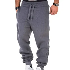 Hot OUKU Men's Athletic Pants Fleece Pants Sweatpants Joggers Trousers Pocket Drawstring Elastic Waist Plain Comfort Outdoor Daily Going out Fashion Streetwear Black Navy Blue