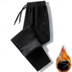 Sale OUKU Men's Athletic Pants Fleece Pants Sweatpants Winter Pants Trousers Pocket Drawstring Elastic Waist Plain Comfort Warm Sports Outdoor Daily Fashion Casual Black Dark Blue Micro-elastic