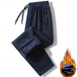 Sale OUKU Men's Athletic Pants Fleece Pants Sweatpants Winter Pants Trousers Pocket Drawstring Elastic Waist Plain Comfort Warm Sports Outdoor Daily Fashion Casual Black Dark Blue Micro-elastic