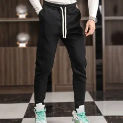 Hot OUKU Men's Athletic Pants Fleece Pants Sweatpants Trousers Zipper Pocket Drawstring Plain Comfort Warm Sports Outdoor Daily Fashion Casual Black Light Grey Micro-elastic
