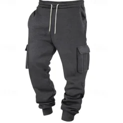 Clearance OUKU Men's Athletic Pants Joggers Trousers Cargo Sweatpants Pocket Drawstring Elastic Waist Plain Comfort Sports Outdoor Daily Fashion Casual Black White Micro-elastic