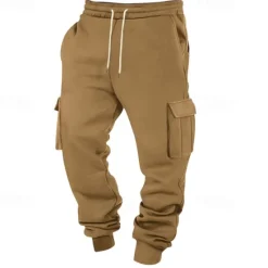 Clearance OUKU Men's Athletic Pants Joggers Trousers Cargo Sweatpants Pocket Drawstring Elastic Waist Plain Comfort Sports Outdoor Daily Fashion Casual Black White Micro-elastic