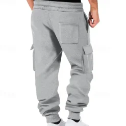 Clearance OUKU Men's Athletic Pants Joggers Trousers Cargo Sweatpants Pocket Drawstring Elastic Waist Plain Comfort Sports Outdoor Daily Fashion Casual Black White Micro-elastic