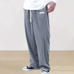 New OUKU Men's Athletic Pants Sweatpants Corduroy Pants Trousers Straight Leg Sweatpants Pocket Elastic Waist Drawstring Plain Comfort Sports Outdoor Daily Fashion Casual Black Wine Micro-elastic